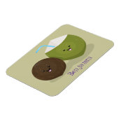 Niedlicher Kawaii Kokosnuss Cartoon Illustration Magnet (Linke Seite)