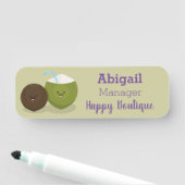 Niedlicher Kawaii Kokosnuss Cartoon Illustration Namensschild (Beispiel)