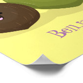 Niedlicher Kawaii Kokosnuss Cartoon Illustration Poster (Ecke)