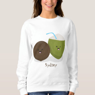 Niedlicher Kawaii Kokosnuss Cartoon Illustration Sweatshirt