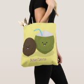 Niedlicher Kawaii Kokosnuss Cartoon Illustration Tasche (Von Nahem)