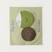 Niedlicher Kawaii Kokosnuss Cartoon Illustration Wandteppich (Vorderseite)