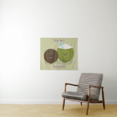 Niedlicher Kawaii Kokosnuss Cartoon Illustration Wandteppich (Beispiel (Horizontal))