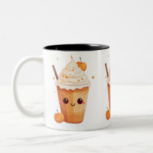 niedlicher Kawaii-Kürbis-Gewürz-Latfall-Liebhaber Zweifarbige Tasse