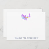 Niedlicher Kawaii Lila Hai Personalisiert Statione Mitteilungskarte (Vorne/Hinten)