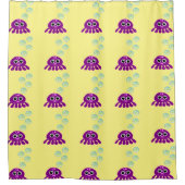 Niedlicher Kawaii-Lila Quallen mit Blauer Blauer B Duschvorhang (Vorderseite)