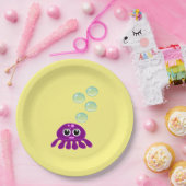 Niedlicher Kawaii-Lila Quallen mit Blauer Blauer B Pappteller (Party)