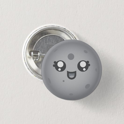 Niedlicher Kawaii Mond-Luna-Charakter Button (Vorne & Hinten)
