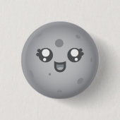 Niedlicher Kawaii Mond-Luna-Charakter Button (Vorderseite)