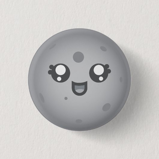 Niedlicher Kawaii Mond-Luna-Charakter Button (Vorderseite)
