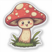 Niedlicher Kawaii Mushroom Fun Whimsical Natureled Aufkleber (Vorderseite)
