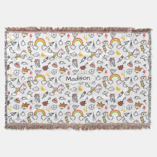 Niedlicher Kawaii Muster individuelle Name werfen Decke (Vorderseite)
