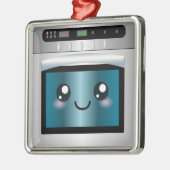 Niedlicher Kawaii Ofen - Kochs-u. Bäcker-Geschenke Silbernes Ornament (Links)
