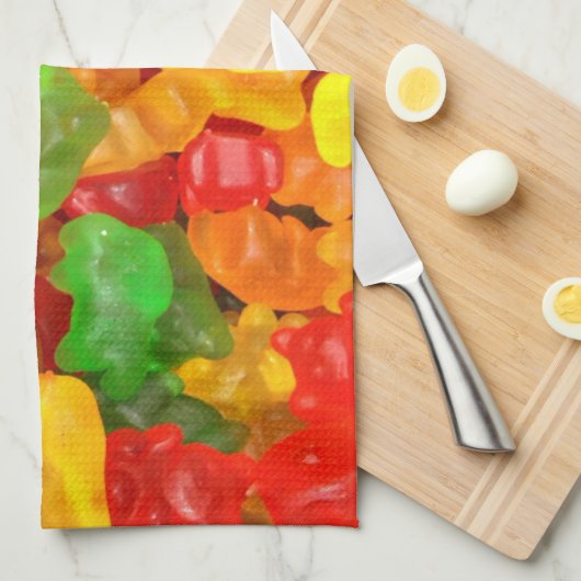 niedlicher Kawaii-Orangengelber Farbenbär Geschirrtuch (Viertel Falte)