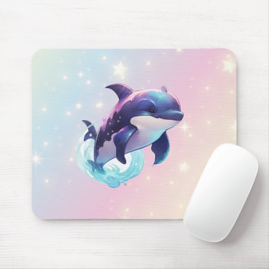 Niedlicher Kawaii Orca Killer Whale Pink und Blau Mousepad (Mit Mouse)
