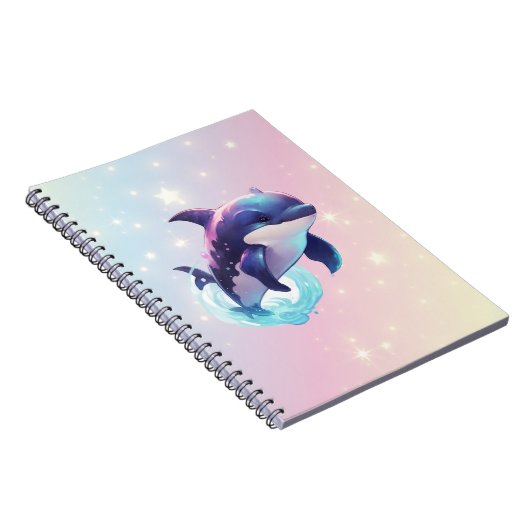 Niedlicher Kawaii Orca Killer Whale Pink und Blau Notizblock (Rechte Seite)