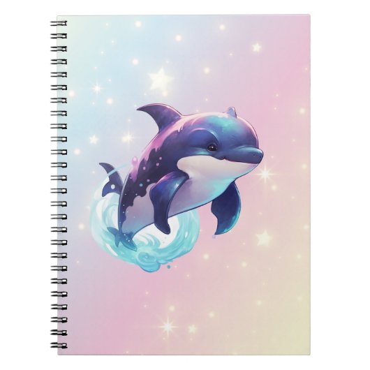Niedlicher Kawaii Orca Killer Whale Pink und Blau Notizblock (Vorderseite)