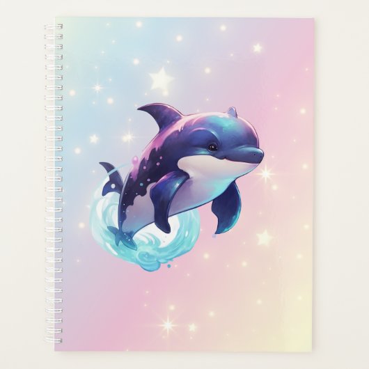 Niedlicher Kawaii Orca Killer Whale Pink und Blau Planer (Vorderseite)