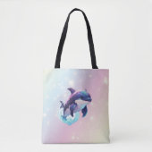 Niedlicher Kawaii Orca Killer Whale Pink und Blau Tasche (Vorderseite)