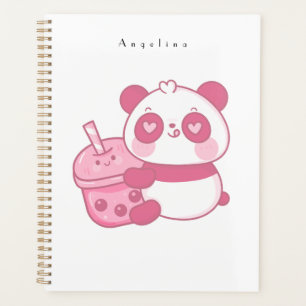 Niedlicher Kawaii Panda Bär mit Drink Planer