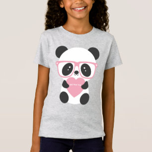 Niedlicher Kawaii Panda Bär Rosa Herz T-Shirt