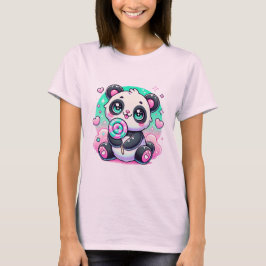 Niedlicher Kawaii Panda Lollipop Graphic T - Shirt