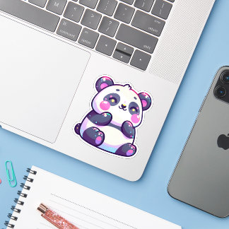 Niedlicher Kawaii Panda mit Pastel Highlights Aufkleber