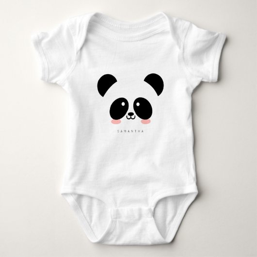 Niedlicher Kawaii-Panda| Name hinzufügen Baby Strampler (Vorderseite)