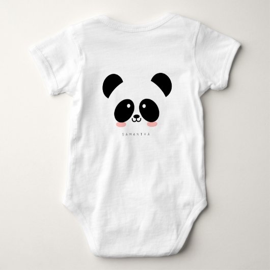Niedlicher Kawaii-Panda| Name hinzufügen Baby Strampler (Rückseite)