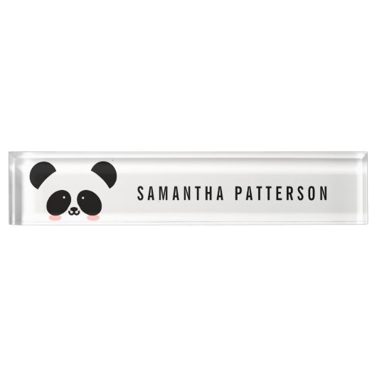Niedlicher Kawaii-Panda| Name hinzufügen Namensplakette (Vorderseite)