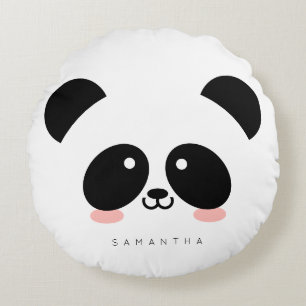 Niedlicher Kawaii-Panda  Name hinzufügen Rundes Kissen