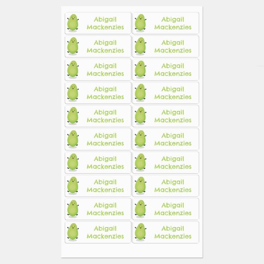 Niedlicher Kawaii Papaya Pfow Cartoon personalisie Etiketten (Blatt)
