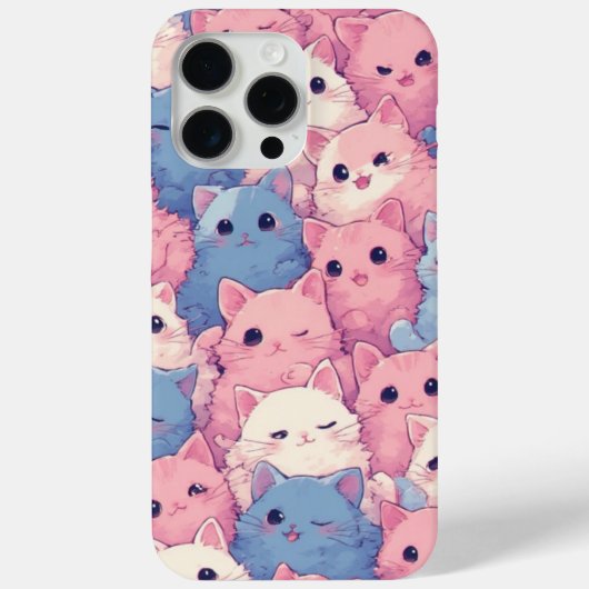 Niedlicher Kawaii Pastel Cats Muster iPhone Case (Rückseite)
