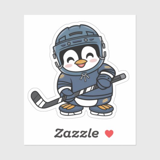 Niedlicher Kawaii Penguin im Hockey Outfit Spaß Sp Aufkleber (Blatt)