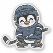 Niedlicher Kawaii Penguin im Hockey Outfit Spaß Sp Aufkleber (Vorderseite)