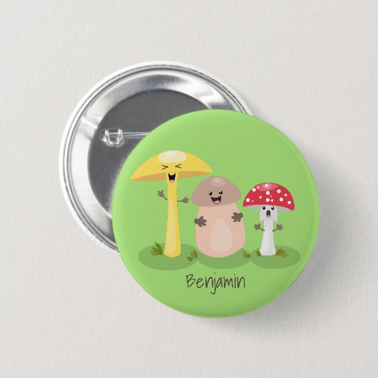 Niedlicher Kawaii-Pilzpilz Button (Vorne & Hinten)