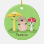 Niedlicher Kawaii-Pilzpilz Keramik Ornament (Hinten)