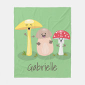 Niedlicher Kawaii-Pilzpilz-Toadstool-Cartoon Fleecedecke (Vorderseite)