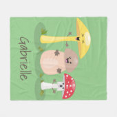 Niedlicher Kawaii-Pilzpilz-Toadstool-Cartoon Fleecedecke (Vorderseite (Horizontal))