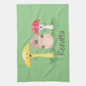 Niedlicher Kawaii-Pilzpilz-Toadstool-Cartoon Geschirrtuch (Vertikal)