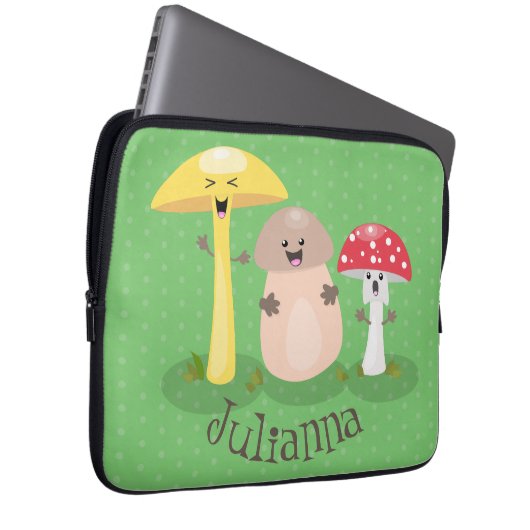Niedlicher Kawaii-Pilzpilz-Toadstool-Cartoon Laptopschutzhülle (Vorne Rechts)