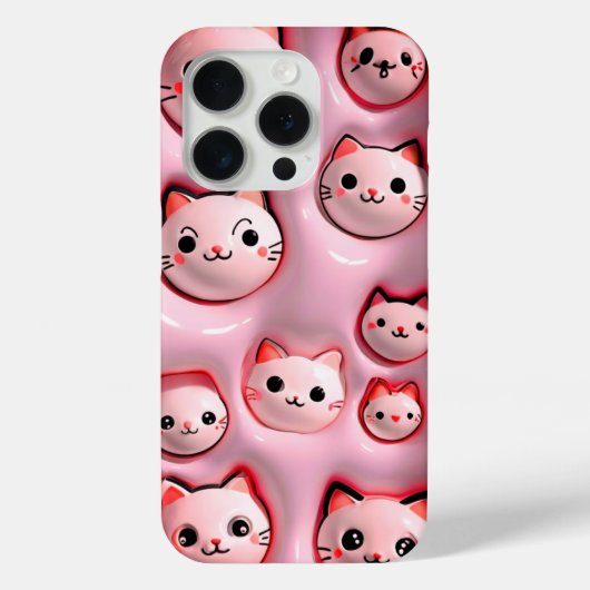 Niedlicher Kawaii Pink Cat Phone Case (Rückseite)