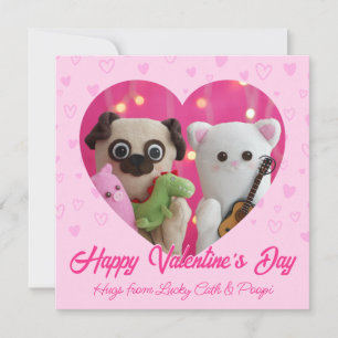 Niedlicher Kawaii Pink Pastel Herz Valentinstag Feiertagskarte
