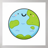 Niedlicher Kawaii Planet Erde Poster (Vorne)
