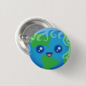 Niedlicher Kawaii Planeten-Erdcharakter Button (Vorne & Hinten)