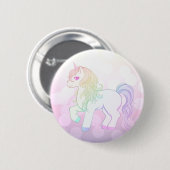 Niedlicher kawaii Regenbogen farbiges Unicornpony Button (Vorne & Hinten)