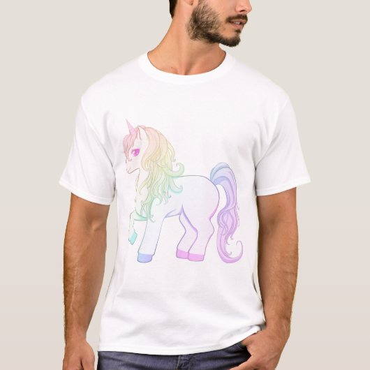 Niedlicher kawaii Regenbogen farbiges Unicornpony T-Shirt (Vorderseite)