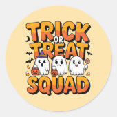 Niedlicher Kawaii Retro Ghost Trick oder Treat Hal Runder Aufkleber (Vorderseite)