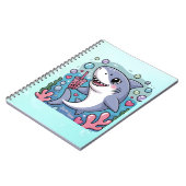 Niedlicher Kawaii Shark Boba Tee Blau und Rosa Notizblock (Linke Seite)