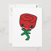 niedlicher Kawaii Single rote Rose Zeichentrickfil Postkarte (Vorne/Hinten)